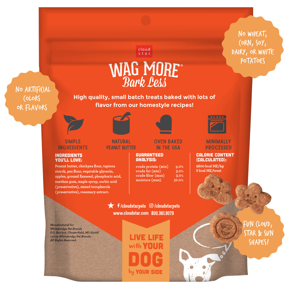 Cloud Star Wag More Bark Less Soft Chews Grain Free Peanut Butter & Apples Dog Treats